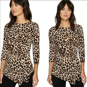 Vince Camuto leopard print asymmetrical hem top